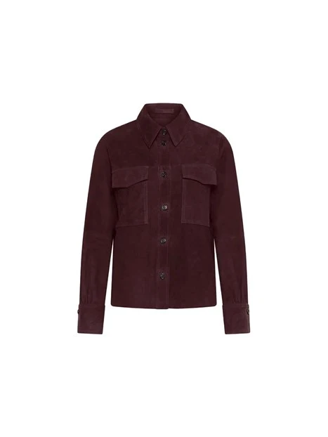 GIACCA IN PELLE CORTA SCAMOSCIATA DONNA BORDEAUX