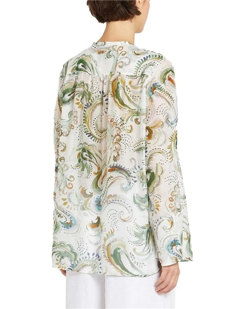 CAMICIA IN  MISTO COTONE CON STAMPA FANTASIA DONNA BIANCO