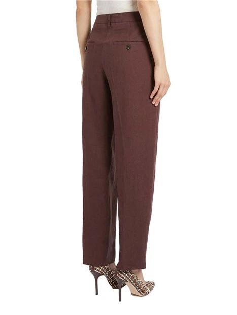 PANTALONI CHINO IN LINO DONNA MARRONE