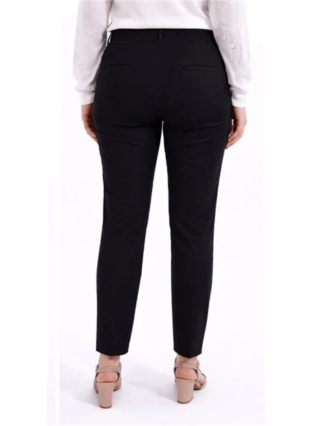 PANTALONI A SIGARETTA CON PIEGA STIRATA E CHIUSURA CON GANCIO DONNA NERO