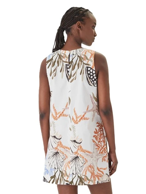 VESTITO CORTO CON STAMPA FANTASIA DONNA BIANCO