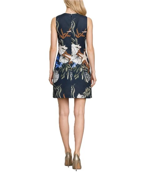 VESTITO CORTO CON STAMPA FANTASIA DONNA NERO