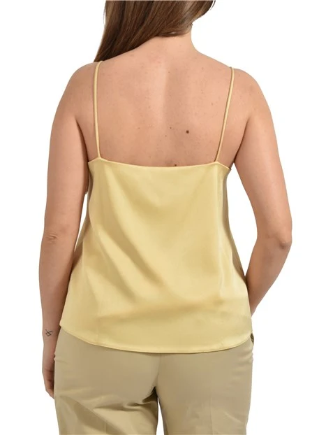 TOP IN SATIN CON SCOLLO A V DONNA GIALLO