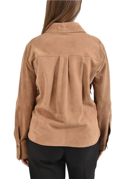 GIACCA IN PELLE CORTA SCAMOSCIATA DONNA BEIGE