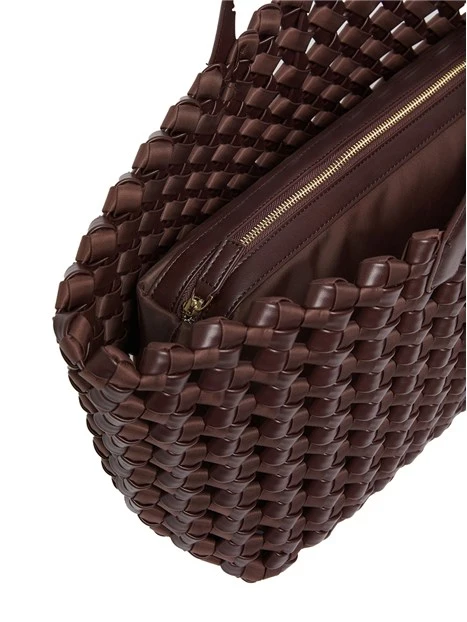 BORSA A SPALLA TESSUTO INTRECCIATO  DONNA MARRONE