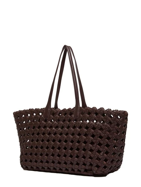 BORSA A SPALLA TESSUTO INTRECCIATO  DONNA MARRONE