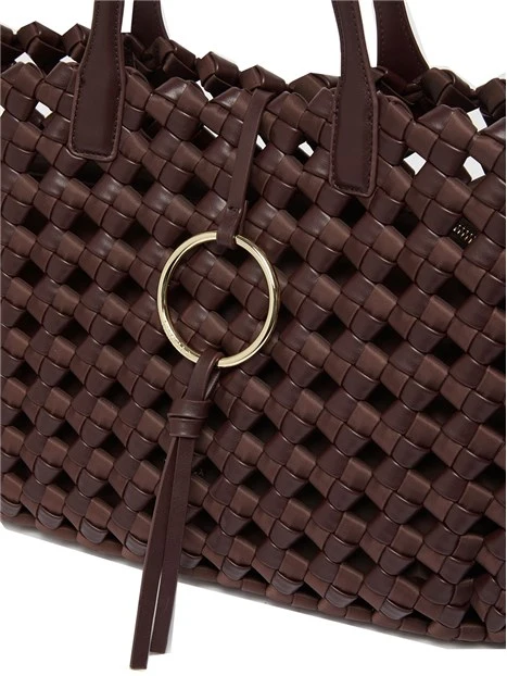 BORSA A SPALLA TESSUTO INTRECCIATO  DONNA MARRONE