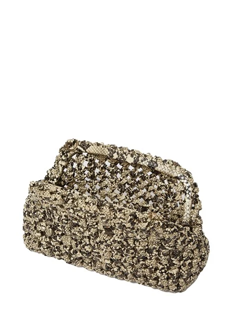 POCHETTE CON TRACOLLA EFFETO PITONE DONNA MARRONE