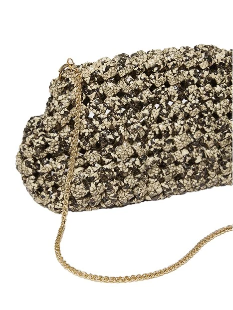 POCHETTE CON TRACOLLA EFFETO PITONE DONNA MARRONE