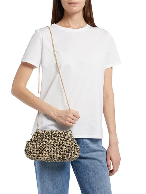 POCHETTE CON TRACOLLA EFFETO PITONE DONNA MARRONE