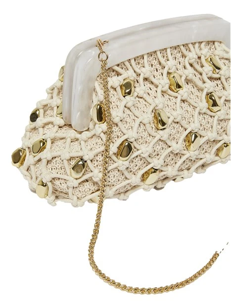 POCHETTE CON PIETRE DECORATIVE DONNA BIANCO