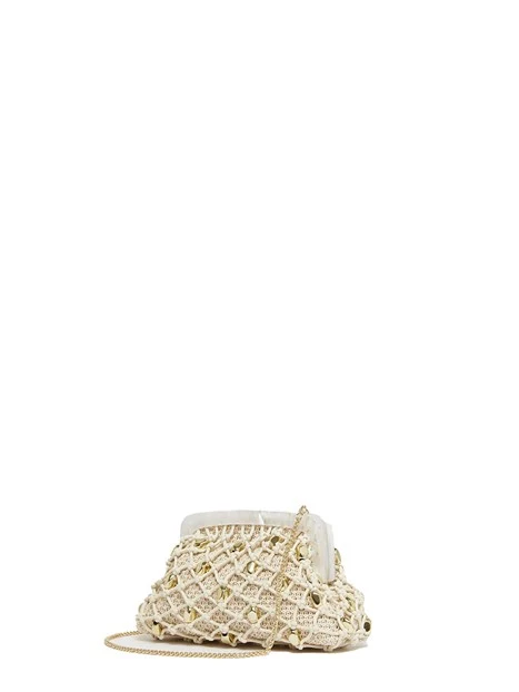 POCHETTE CON PIETRE DECORATIVE DONNA BIANCO