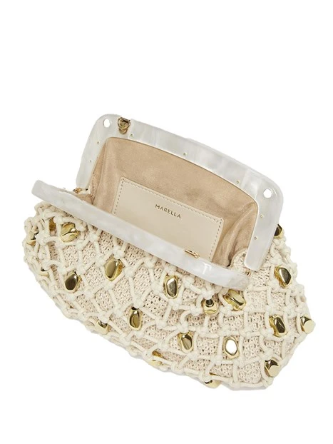 POCHETTE CON PIETRE DECORATIVE DONNA BIANCO