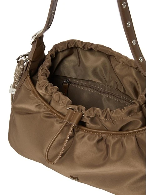 BORSA A MANO LOGO VERNICIATO DONNA MARRONE