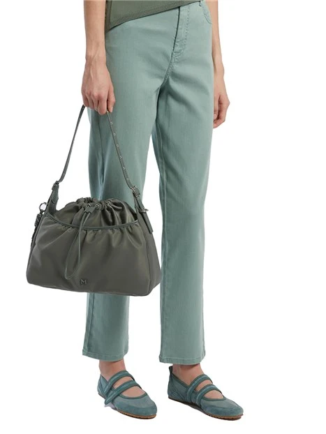 BORSA A MANO LOGO VERNICIATO DONNA VERDE