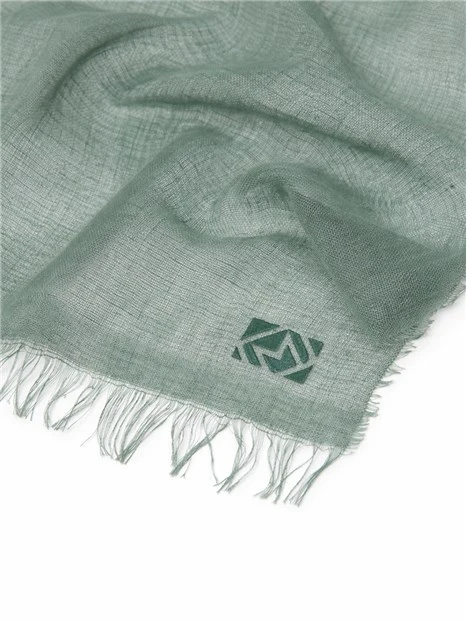 FOULARD IN LINO CON FRANGE DONNA VERDE