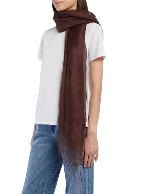 STOLA IN SETA E VISCOSA DONNA MARRONE