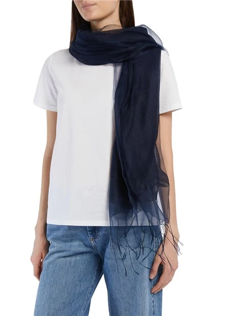 STOLA IN SETA E VISCOSA DONNA BLU