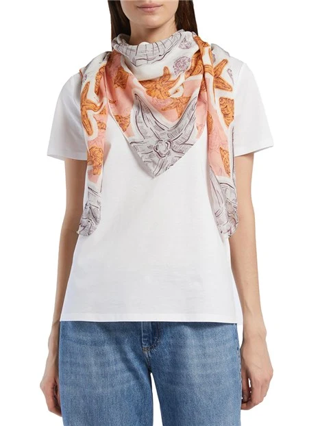 STOLA IN MISTO SETA CON STAMPE DONNA BIANCO
