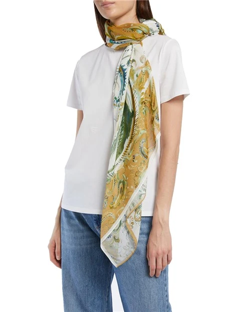 STOLA IN MISTO SETA CON STAMPE DONNA BEIGE
