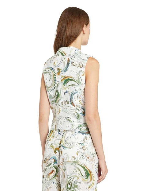 GILET CON STAMPA FLOREALE DONNA BIANCO