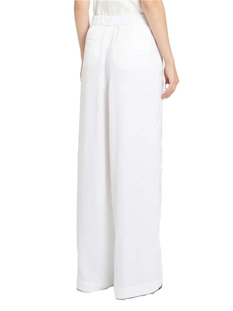 PANTALONI PALAZZO MISTO LINO DONNA BIANCO