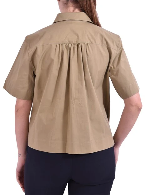 CAMICIA CON ABBOTTONATURA NASCOSTA DONNA MARRONE