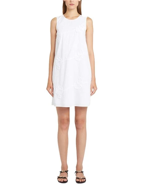 VESTITO CORTO CON DETTAGLI RICAMATI DONNA BIANCO