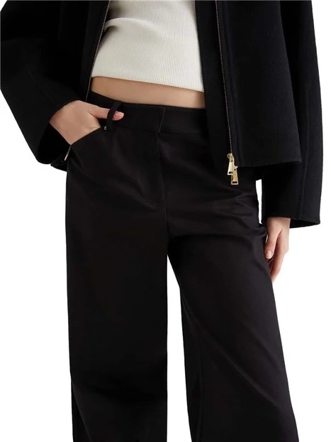 PANTALONE A PALAZZO IN COTONE DONNA NERO