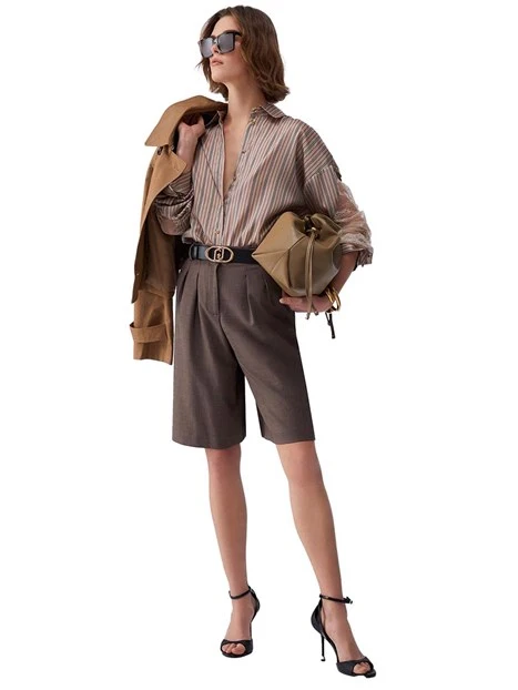 SHORTS CON TASCA A FILETTO DONNA GRIGIO