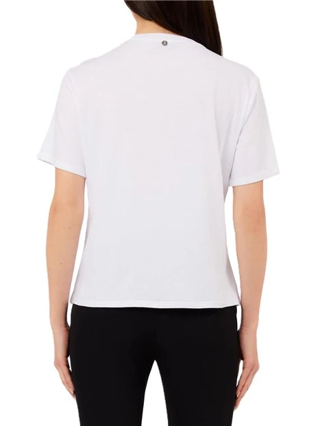 T-SHIRT MANICA CORTA CON APPLICAZIONE GIOIELLO DONNA BIANCO