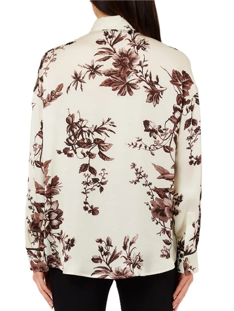 CAMICIA CON STAMPA FLOREALE DONNA MARRONE
