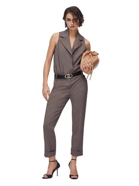 PANTALONI CHINO CON RISVOLTO DONNA GRIGIO