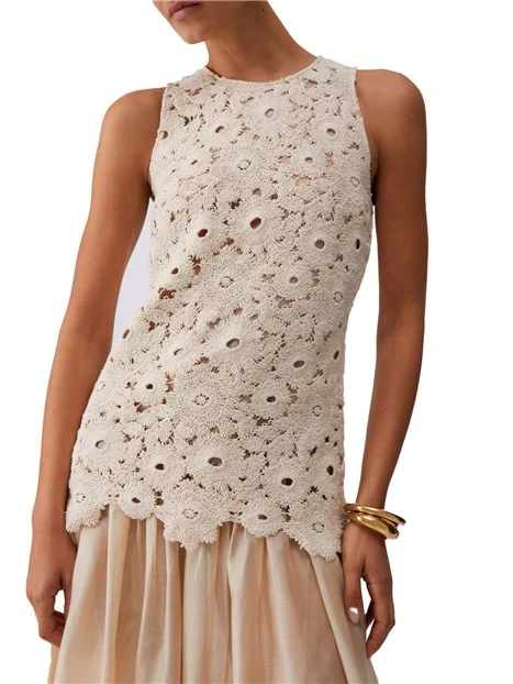 VESTITO LUNGO CON TOP IN PIZZO DONNA BIANCO