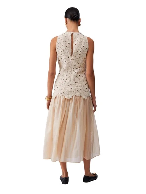 VESTITO LUNGO CON TOP IN PIZZO DONNA BIANCO