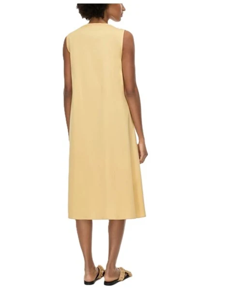 VESTITO SMANICATO IN COTONE CON PIEGHE E ARRICCIATURE DONNA GIALLO