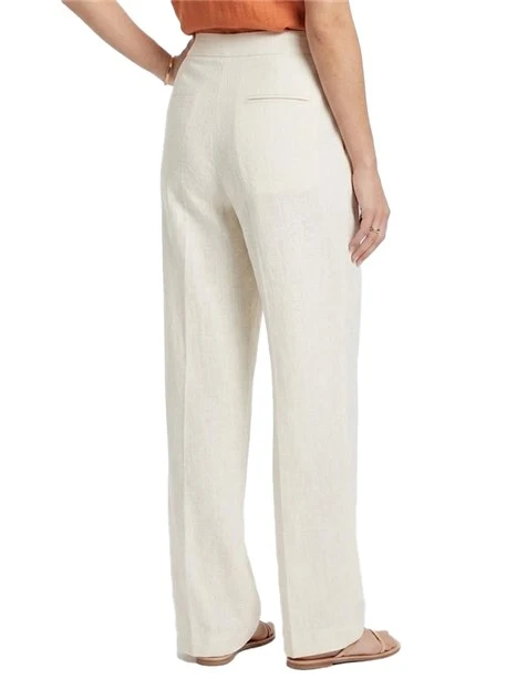 PANTALONE PALAZZO IN TELA DI LINO CON PIEGA STIRATA DONNA BIANCO