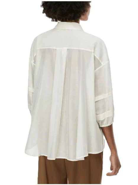 CAMICIA IN MUSSOLA MISTO SETA E COTONE CON POLSI ARRICCIATI DONNA BIANCO