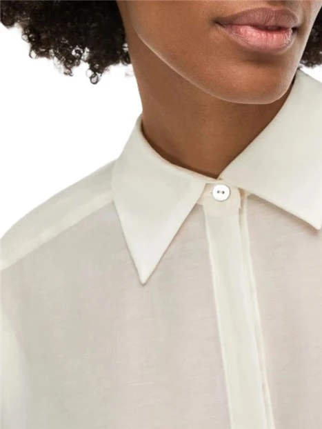 CAMICIA IN MUSSOLA MISTO SETA E COTONE CON POLSI ARRICCIATI DONNA BIANCO