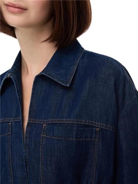 CAMICIA IN DENIM MISTO COTONE E LINO DONNA BLU