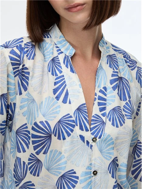 CAMICIA CON  STAMPA ALL OVER  E FONDO STONDATO DONNA GRIGIO