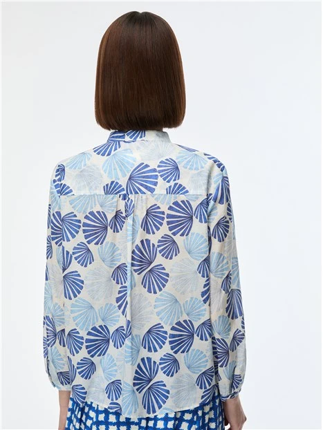 CAMICIA CON  STAMPA ALL OVER  E FONDO STONDATO DONNA GRIGIO