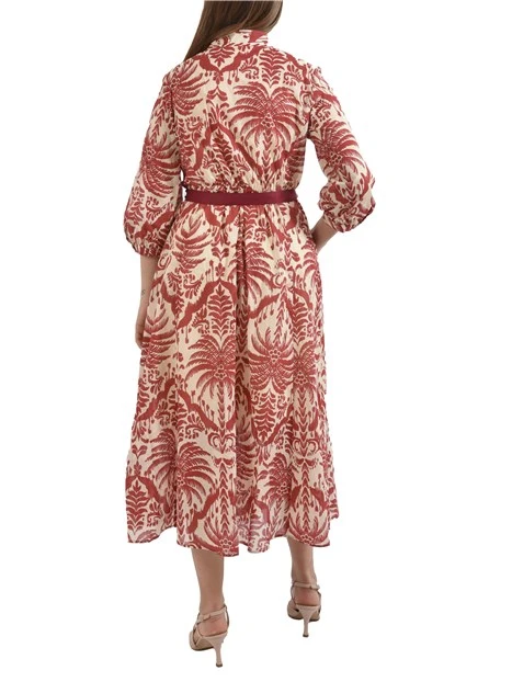 VESTITO CHEMISIER IN COTONE CON STAMPA FANTASIA DONNA AVORIO