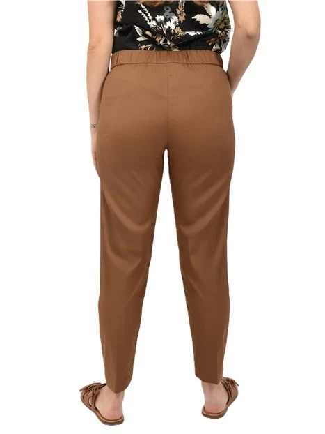 PANTALONI CHINO IN POPELINE MISTO COTONE DONNA MARRONE
