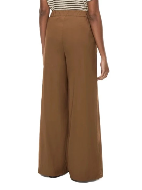 PANTALONI PALAZZO IN POPELINE MISTO COTONE CON ELASTICO SUL RETRO DONNA MARRONE