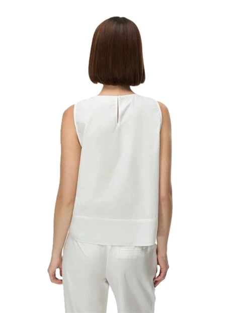 TOP IN COTONE CON BALZA SUL FONDO DONNA BIANCO