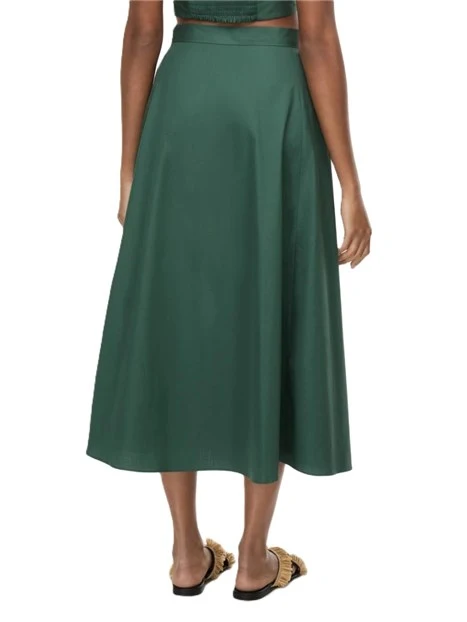 GONNA LUNGA AMPIA IN COTONE CON TAGLI VERTICALI DONNA VERDE