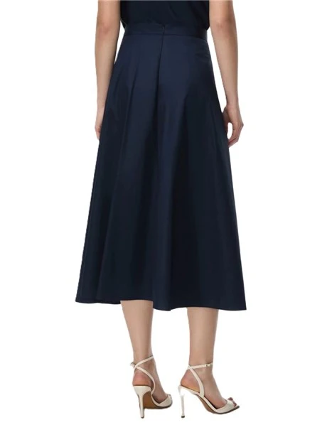 GONNA LUNGA AMPIA IN COTONE CON TAGLI VERTICALI DONNA BLU