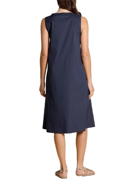 VESTITO SMANICATO IN COTONE CON PIEGHE E ARRICCIATURE DONNA BLU