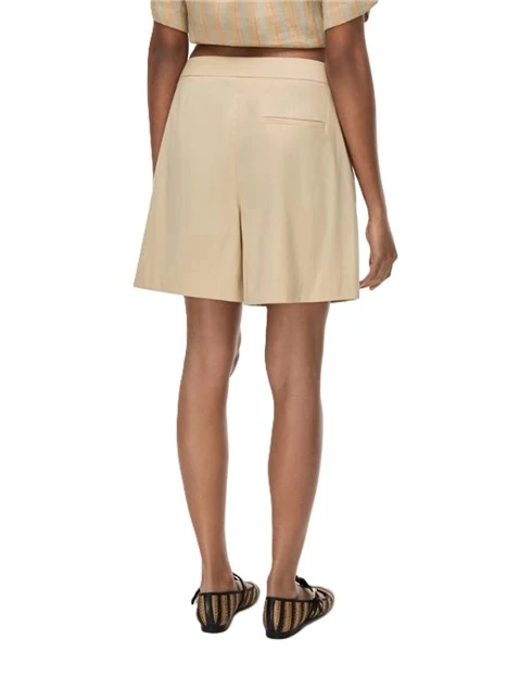 SHORTS IN MISTO COTONE STRETCH CON PINCES DONNA BEIGE